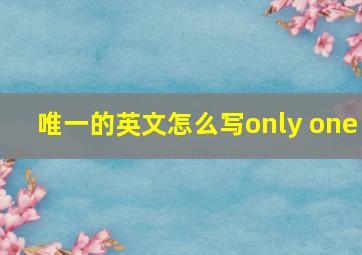 唯一的英文怎么写only one